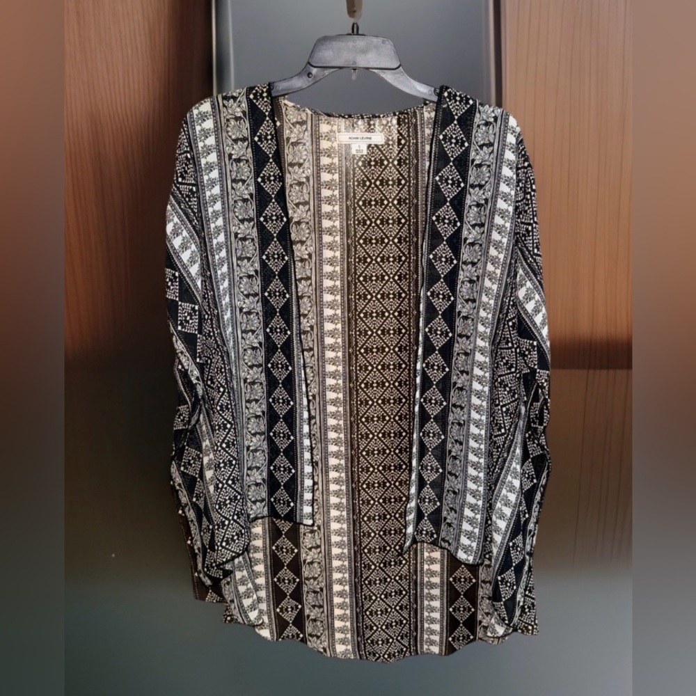 Adam Levine Black & White Patterned Open Cardigan - S - EUC
